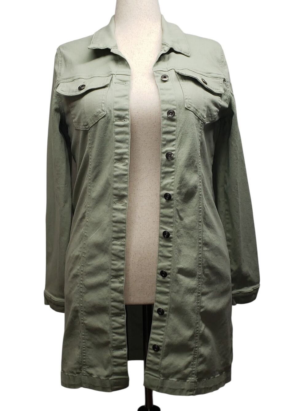 RE Generation Desert Sage Denim Jacket Sz XL Longline Duster Utility Gorpcore